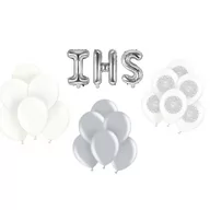 Balony i akcesoria - Zestaw balonów na komunię, biało-srebrny - miniaturka - grafika 1