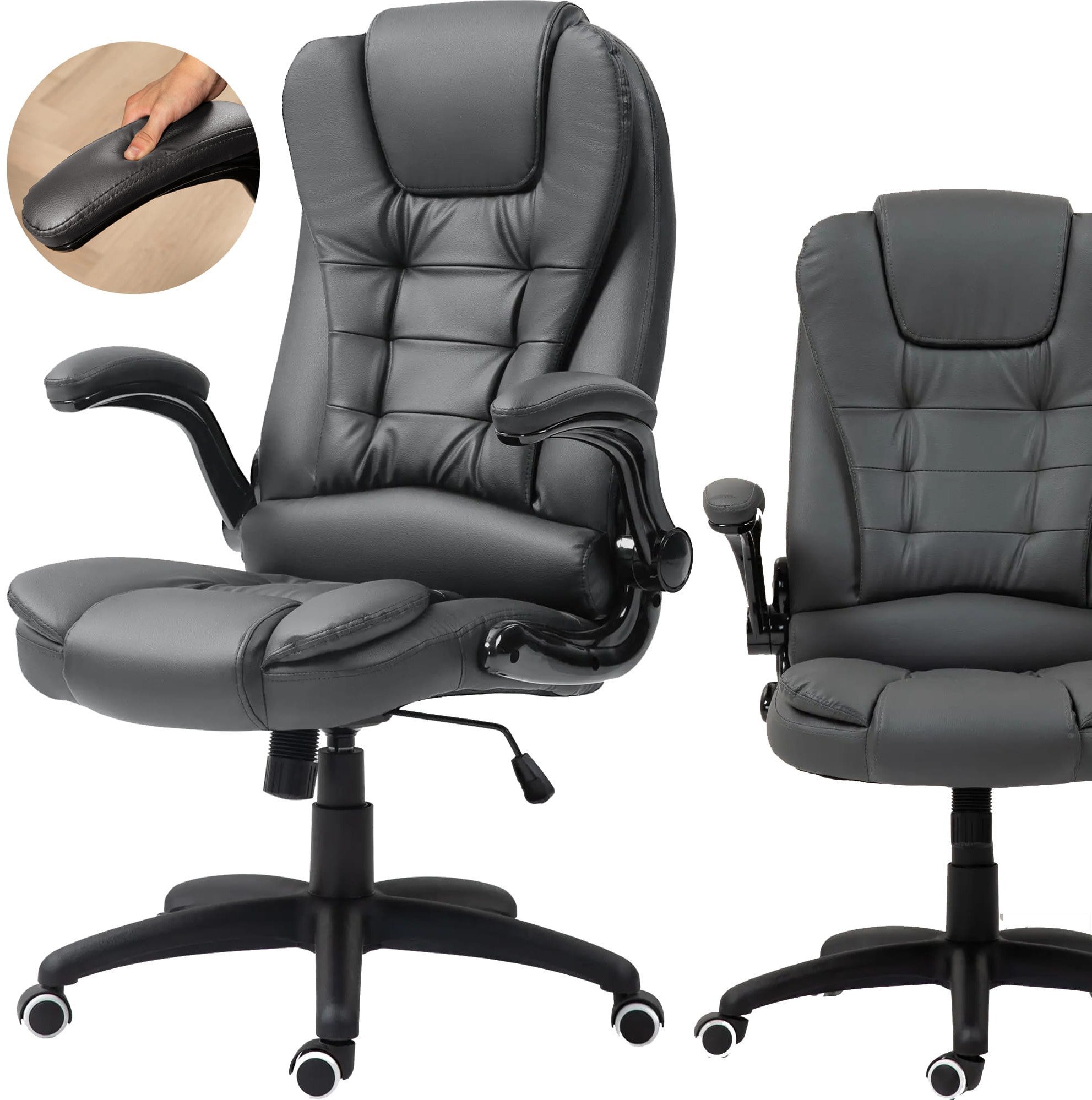 PAKO Fotel Biurowy Ze Składanymi Podłokietnikami Ciemnoszary 921-731V81CG