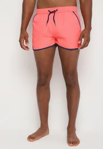 Różowe Kąpielówki Szorty z Ozdobną Lamówką i Kieszeniami Folalisa - Kąpielówki męskie - miniaturka - grafika 1