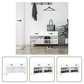 Szafki na buty - The Living Store Ławka na buty biała 102x35x55 cm Materiał drewnopochodny - miniaturka - grafika 1