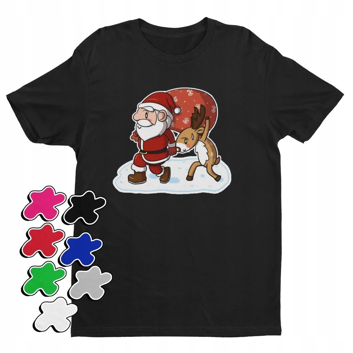 Koszulka T-Shirt Dziecięca Z Nadrukiem Mikołaj Święta Prezent -M 134-140