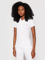 Koszulki i topy damskie - Tommy Hilfiger Polo 1M57636661 Biały Slim Fit - miniaturka - grafika 1