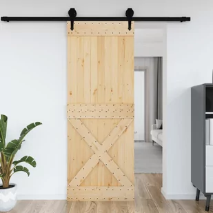 vidaXL Drzwi, 85x210 cm, lite drewno sosnowe - Ogrodzenia - miniaturka - grafika 1