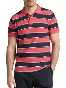 GANT Męska koszulka polo Multi Stripe Ss Pique, magenta różowy, XS - Koszulki męskie - miniaturka - grafika 1