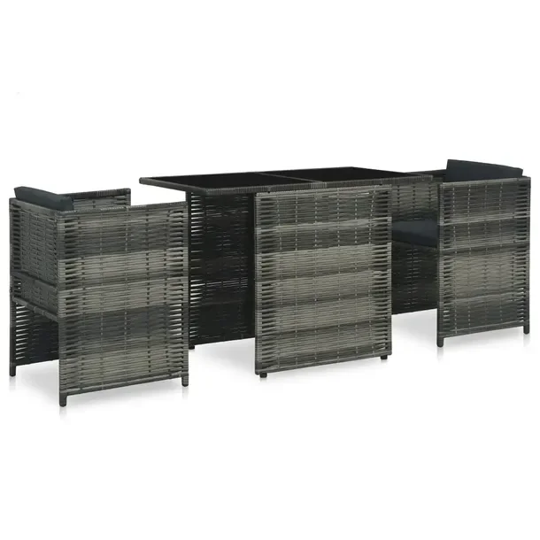 Elegancki zestaw mebli polirattanowych szary-antracytowy 102x58x76 cm