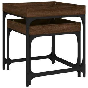 Lumarko Stoliki boczne, 2 szt., brązowy dąb, materiał drewnopochodny - Ławy i stoliki kawowe - miniaturka - grafika 8