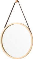 Lustra - Bambusowe lustro ścienne Bykle okrągłe 38 cm wiszące lustro bambusowa rama wiszące lustro do łazienki przedpokoju garderoby natura - miniaturka - grafika 1
