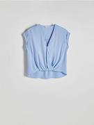 Reserved - Kopertowa bluzka z wiskozy - jasnoniebieski
