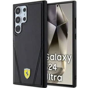 Etui Ferrari Hot Stamp V Lines MagSafe na Samsung Galaxy S24 Ultra - czarne - Etui i futerały do telefonów - miniaturka - grafika 1