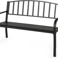 Ławki ogrodowe - Ławka Ogrodowa na 2 Osoby, 127 x 59 x 81 cm, Metalowe Siedzisko z Oparciem, Podłokietnikami i Wygiętym Siedziskiem (Pionowe, Czarne) - miniaturka - grafika 1