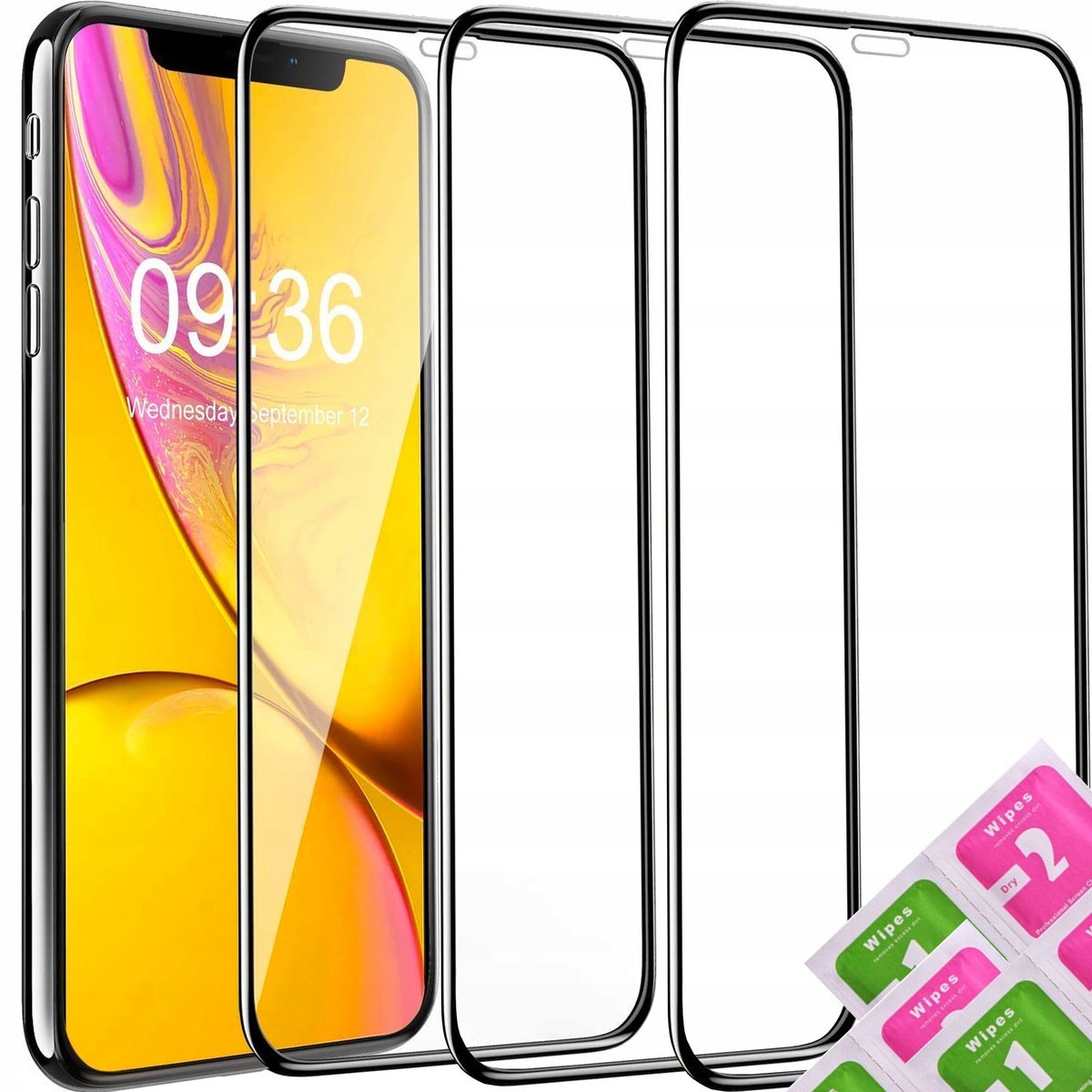 3x SZKŁO SZYBKA SZKIEŁKO NA CAŁY EKRAN FULL GLUE do iPhone X / XS / 11 Pro