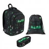Plecaki worki - Zestaw Plecak 3 Komorowy Piórnik Worek Na Obuwie Green Game - miniaturka - grafika 1