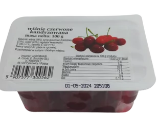 Wiśnie czerwone kandyzowane 100 g 10 szt. - Owoce świeże i suszone - miniaturka - grafika 1