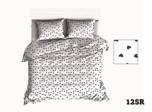 Pościel 160x200 R125 biała serca serduszka granatowe 316D - Pościel - miniaturka - grafika 1