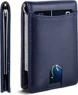 Portfele - INF Portfel RFID Blocking, Slim Skórzany Portfel Męski Niebieski - miniaturka - grafika 1