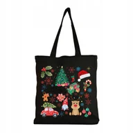 Torby i wózki na zakupy - Eko Torba Bawełniana na ramię Zakupy Shopper Świąteczne Wzory Mikołaj #21 - miniaturka - grafika 1