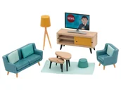 Akcesoria dla lalek - Lupilu Zestaw drewnianych mebli / lalek do domku dla lalek Salon - miniaturka - grafika 1