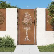 Bramy garażowe - vidaXL Furtka ogrodowa, 105x205 cm, stal kortenowska, motyw drzewa - miniaturka - grafika 1