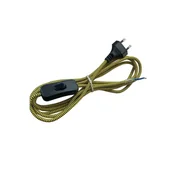 Przewody elektryczne - DPM Solid Przewód elektryczny w oplocie WŁĄCZNIK i WTYCZKA DIC0925 2,5 m ŻOLTY - miniaturka - grafika 1