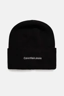 Czapki męskie - Calvin Klein Jeans czapka kolor czarny z cienkiej dzianiny K50K512452 - miniaturka - grafika 1