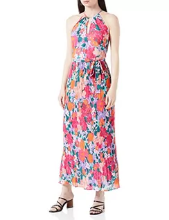 Sukienki - Vila Damska sukienka Vijuliette Plisse Ankle Dress/Bm/Dc, Pink Yarrow/Print: joh, 40 - grafika 1
