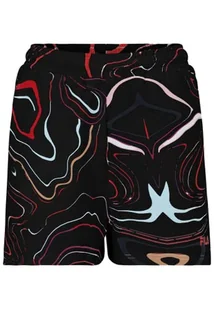 FILA Damskie szorty Sinagar AOP z wysokim stanem, Black Colour Waves Aop, XL - Spodenki damskie - miniaturka - grafika 1