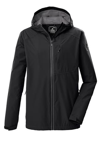 killtec Męska kurtka funkcyjna/kurtka outdoorowa z kapturem, pakowalna KOS 56 MN JCKT, czarna, 4XL, 43937-000