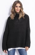 Swetry damskie - Sweter oversize czarny F811, Kolor czarny, Rozmiar S/M, Fobya - Primodo.com - miniaturka - grafika 1