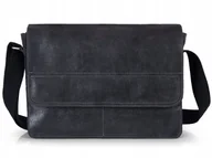 Torby męskie - POLSKA SKÓRZANA TORBA NA DOKUMENTY LISTONOSZKA SOLOME BLACKROCK GRAFITOWA - miniaturka - grafika 1