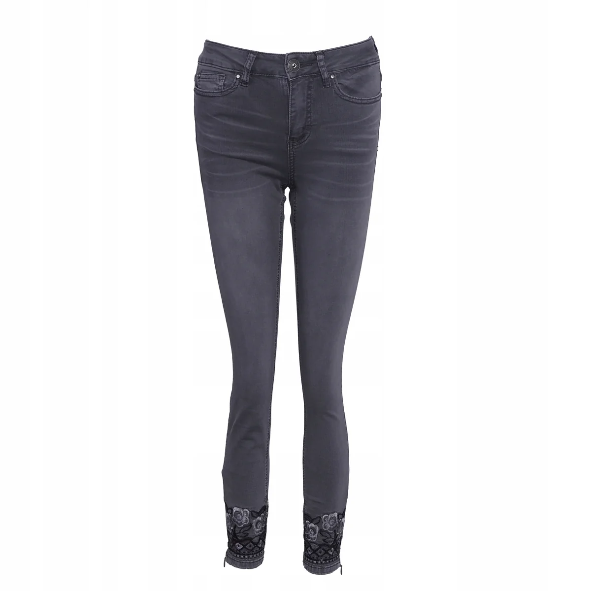 Desigual Women's Grey Embroidered Skinny Jeans Size 34 19WWPN19