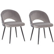 Krzesła - Beliani Zestaw 2 krzeseł do jadalni welurowy szary VIVIAN - miniaturka - grafika 1