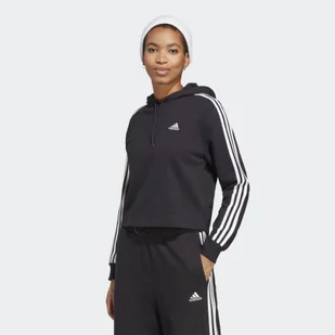 Essentials 3-Stripes French Terry Crop Hoodie - Bluzy sportowe damskie - miniaturka - grafika 1