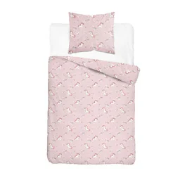 Detexpol Pościel bawełniana dziecięca 140x200 5729A różowa w białe jednorożce i kwiatki KidsDreams - Pościel dla dzieci Detexpol Pościel bawełniana dziecięca 140x200 5729A różowa w białe jednorożce i kwiatki KidsDreams - Pościel dla dzieci - miniaturka - grafika 1