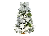 Choinki - Dekorowana sztuczna choinka WHITE MELODY 60 cm z OŚWIETLENIEM LED W KWIATACH - miniaturka - grafika 1