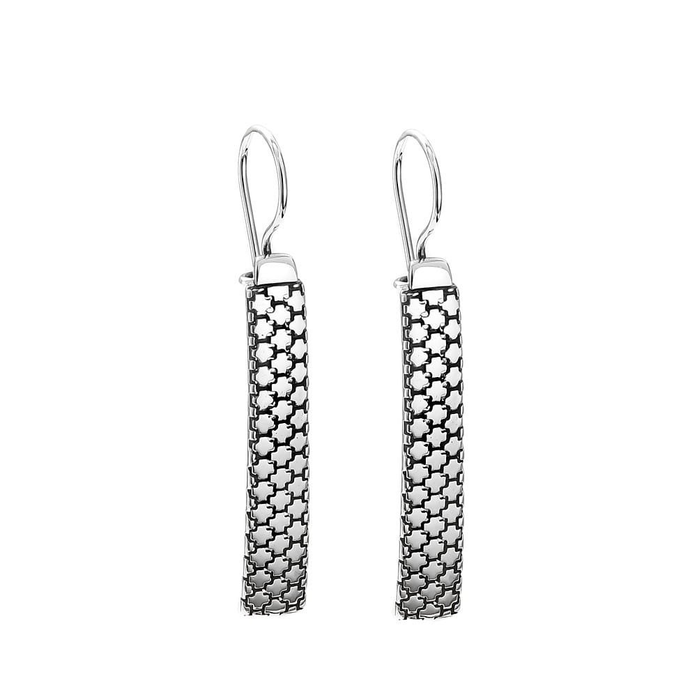 Srebrne kolczyki 925 długie wiszące geometryczny krzyż