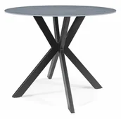 Stoły - Stół okrągły TALIA blat szary (EFEKT MARMURU) czarna podstawa FI90 - miniaturka - grafika 1