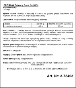 Hot Prorino Men - Większa Potencja i Erekcja 2 caps - Układ moczowy i płciowy - miniaturka - grafika 5