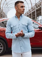 Koszule męskie - Koszula męska jeansowa niebieska Dstreet DX2577-XXL - miniaturka - grafika 1