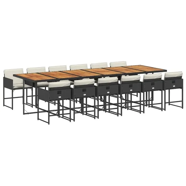 Zestaw Mebli Ogrodowych z Rattanu PE, Stół 330x106x73 cm, Krzesła 50,5x5