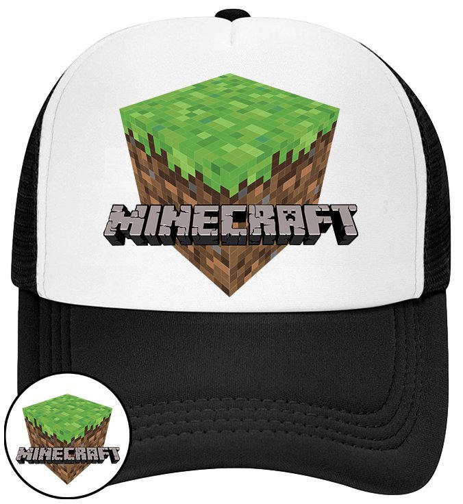 CZAPKA Z DASZKIEM MINECRAFT DLA DZIECI NA LATO CZARNA BEJSBOLÓWKA