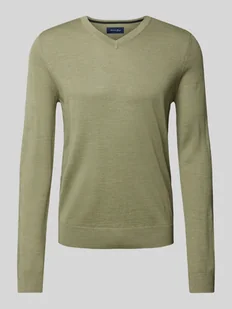 Sweter z dzianiny z dekoltem w serek - Swetry męskie Sweter z dzianiny z dekoltem w serek - Swetry męskie - miniaturka - grafika 1