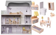 Domki dla lalek - DREWNIANY Domek dla Lalek GRAY domki dla dzieci 70cm - miniaturka - grafika 1