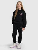 Spodnie i spodenki dla dziewczynek - 4F Spodnie dresowe joggery dziewczęce - czarne 122 (6-7 lat) - miniaturka - grafika 1