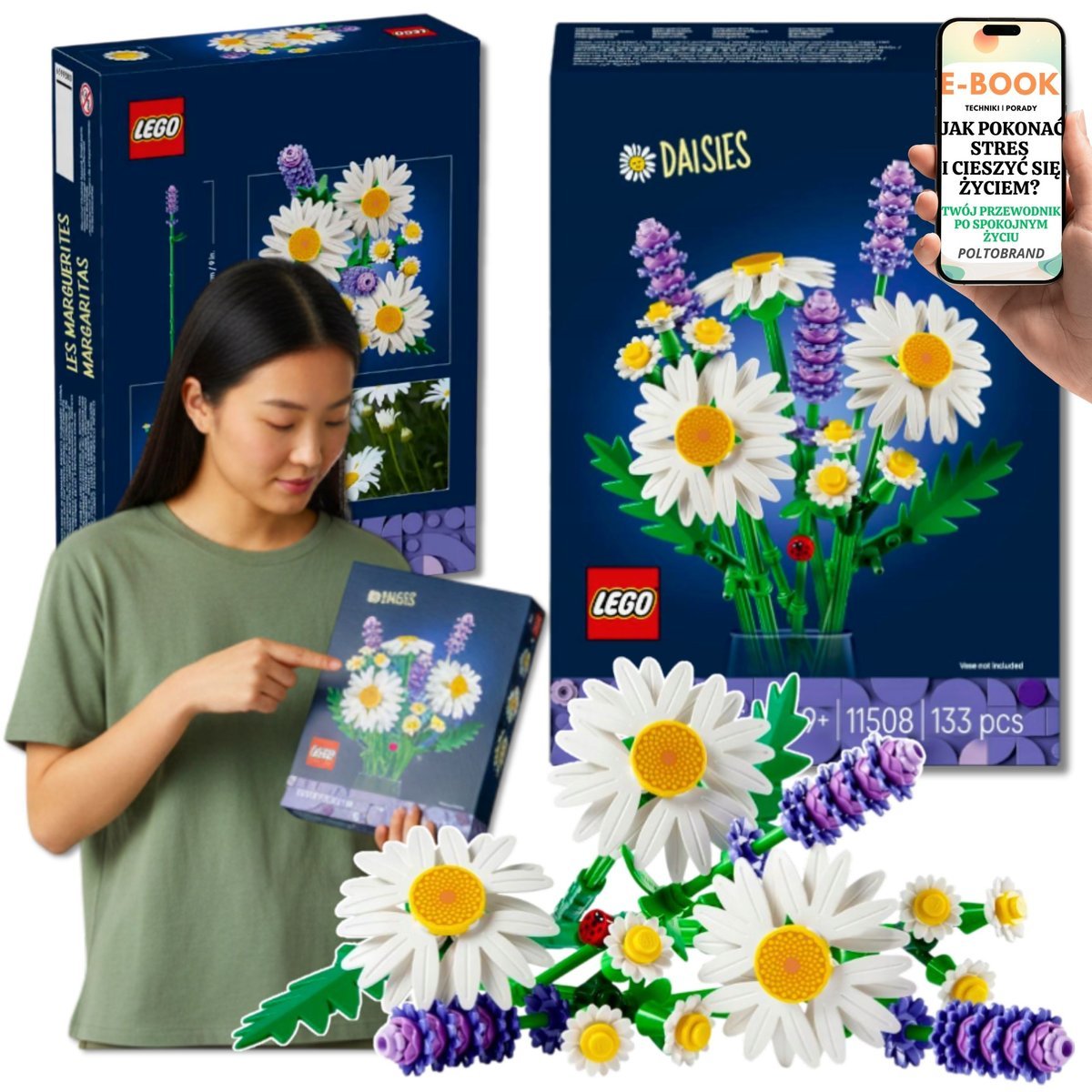 LEGO STOKROTKI I LAWENDA • Kwiaty LEGO • Prezent Lego Dla Dziewczyny Kobiety Walentynki Dzień Kobiet Dziewczyn 11508 + EBOOK-1