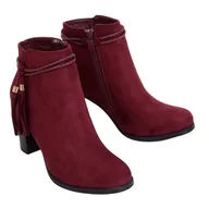 Botki damskie - Botki na obcasie bordowe VQ-31 Winered czerwone - ButyModne - miniaturka - grafika 1