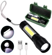 Latarki - Latarka Kieszonkowa Led Cob Xpe Usb Aluminiowa - miniaturka - grafika 1