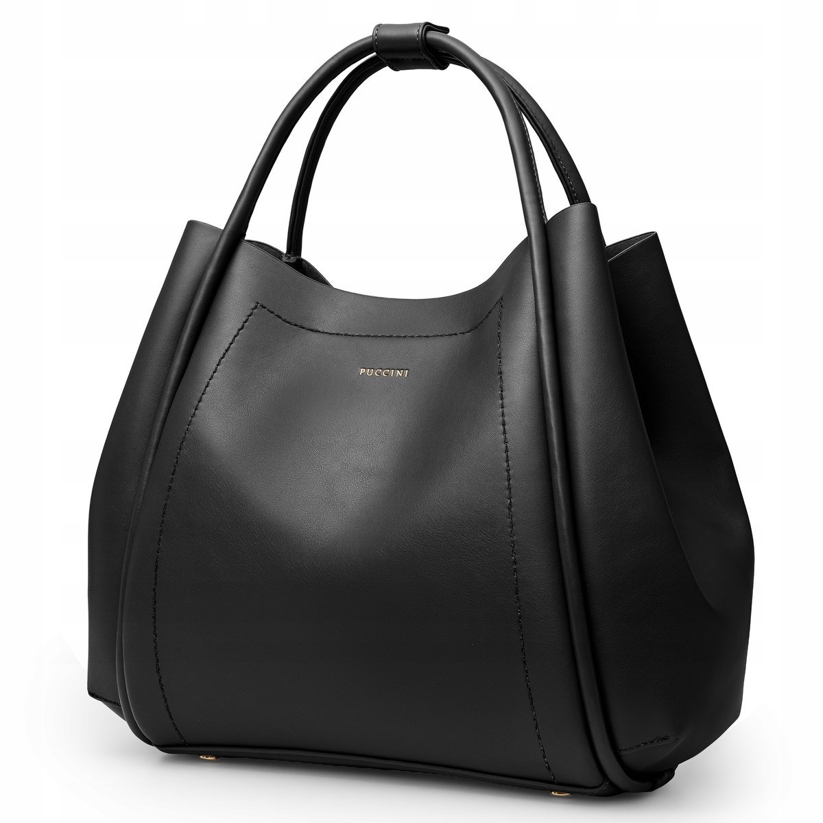 Torebka Damska Worek Shopper Duża Czarna Ekoskóra PUCCINI BK1261000D-1