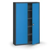 Pozostałe wyposażenie warsztatu - KOVONA Szafa metalowa, 1950 x 1200 x 400 mm, 4 półki, antracyt/niebieski C37030.2.O3.24B2B - miniaturka - grafika 1
