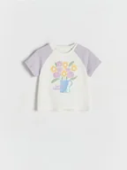 Bluzki dla niemowląt - Reserved - Bawełniany t-shirt z nadrukiem - lawendowy - miniaturka - grafika 1