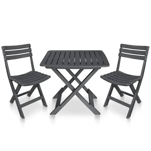 Zestaw Bistro Ogrodowy Antracytowy, Stół 79x72x70 cm, Krzesła 44x41x78 c